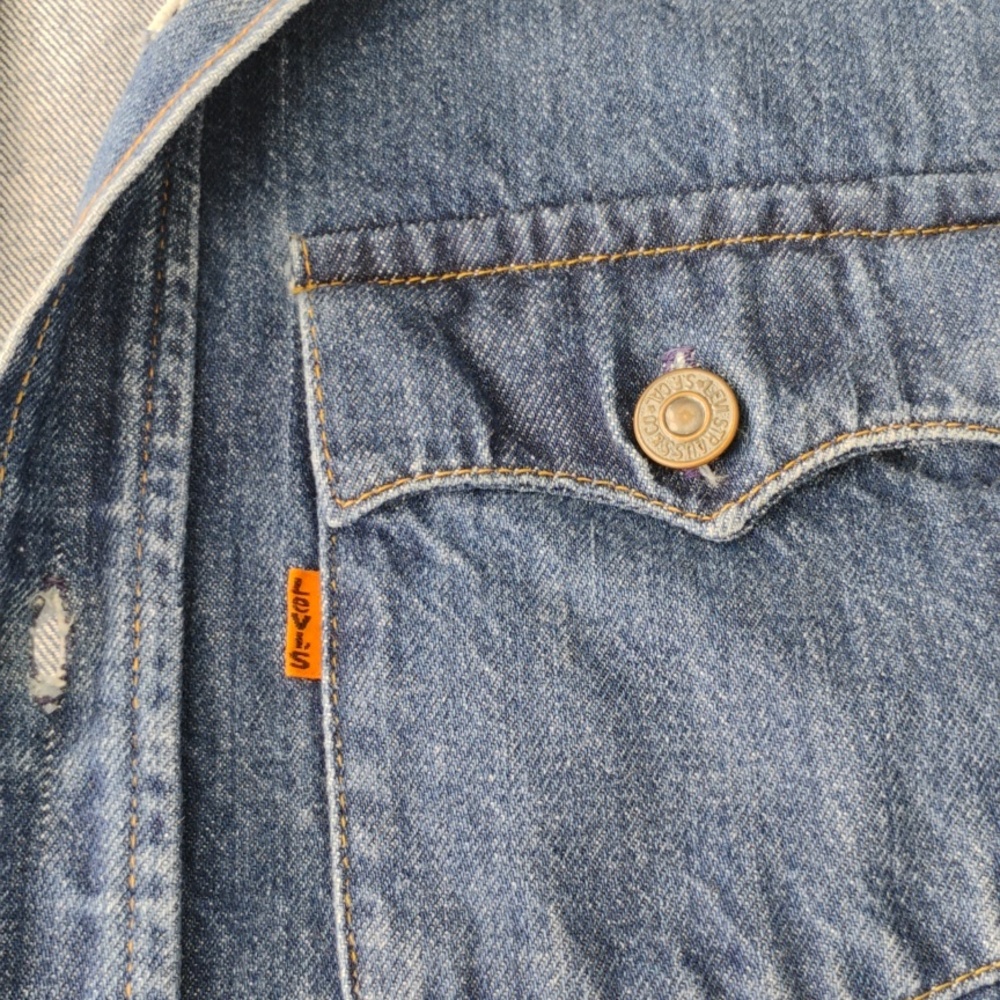 Vintage Levi's Orange Tab Heavy Denim Workshirt - L - Picture 8 of 14